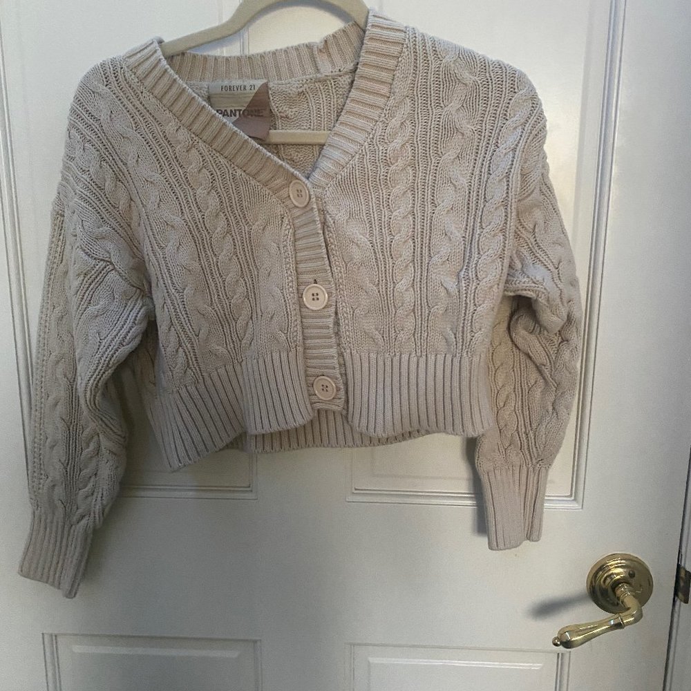 tan cardigan